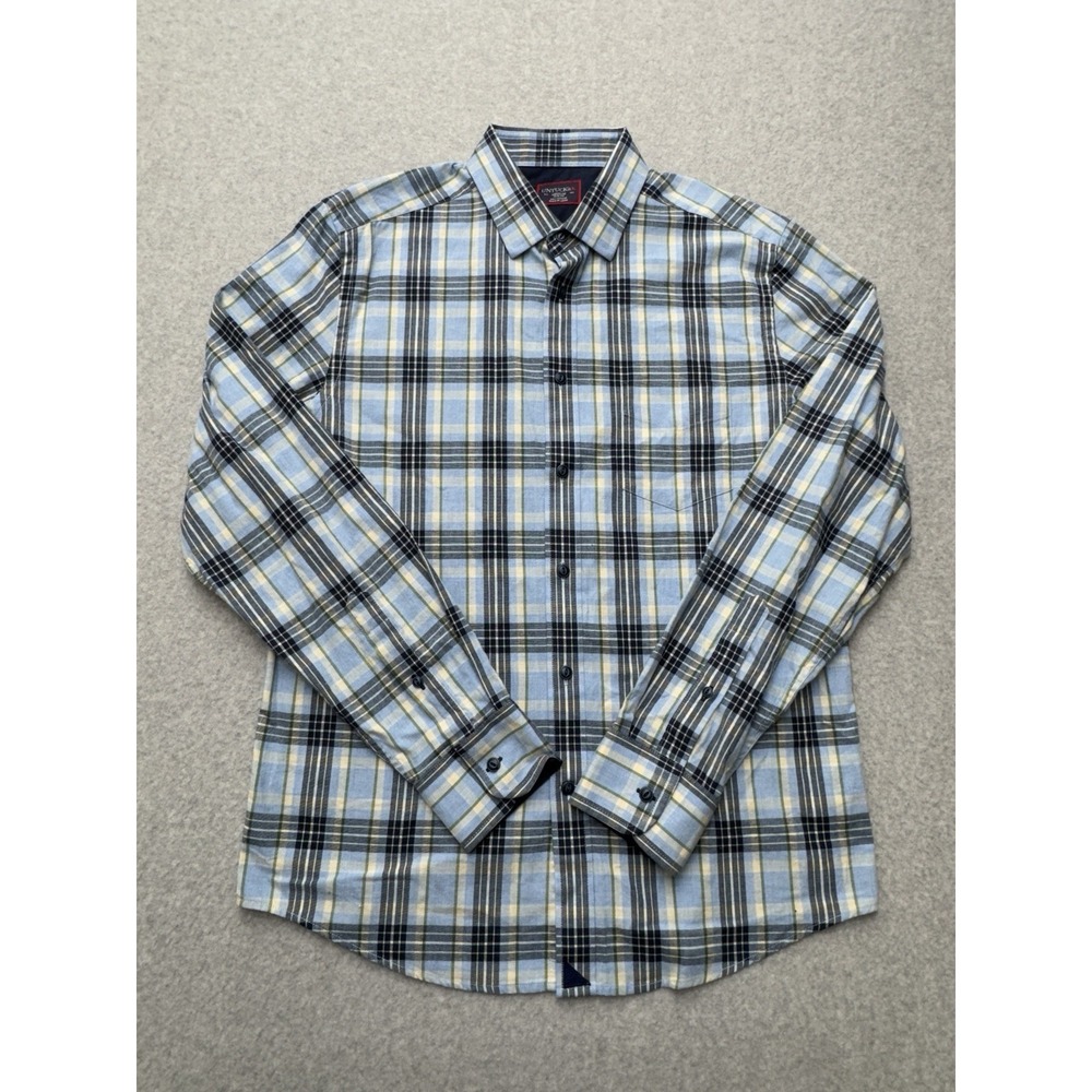 Untuckit‎ Shirt Mens Medium Blue Plaid Slim Casual Streetwear Career Workwear